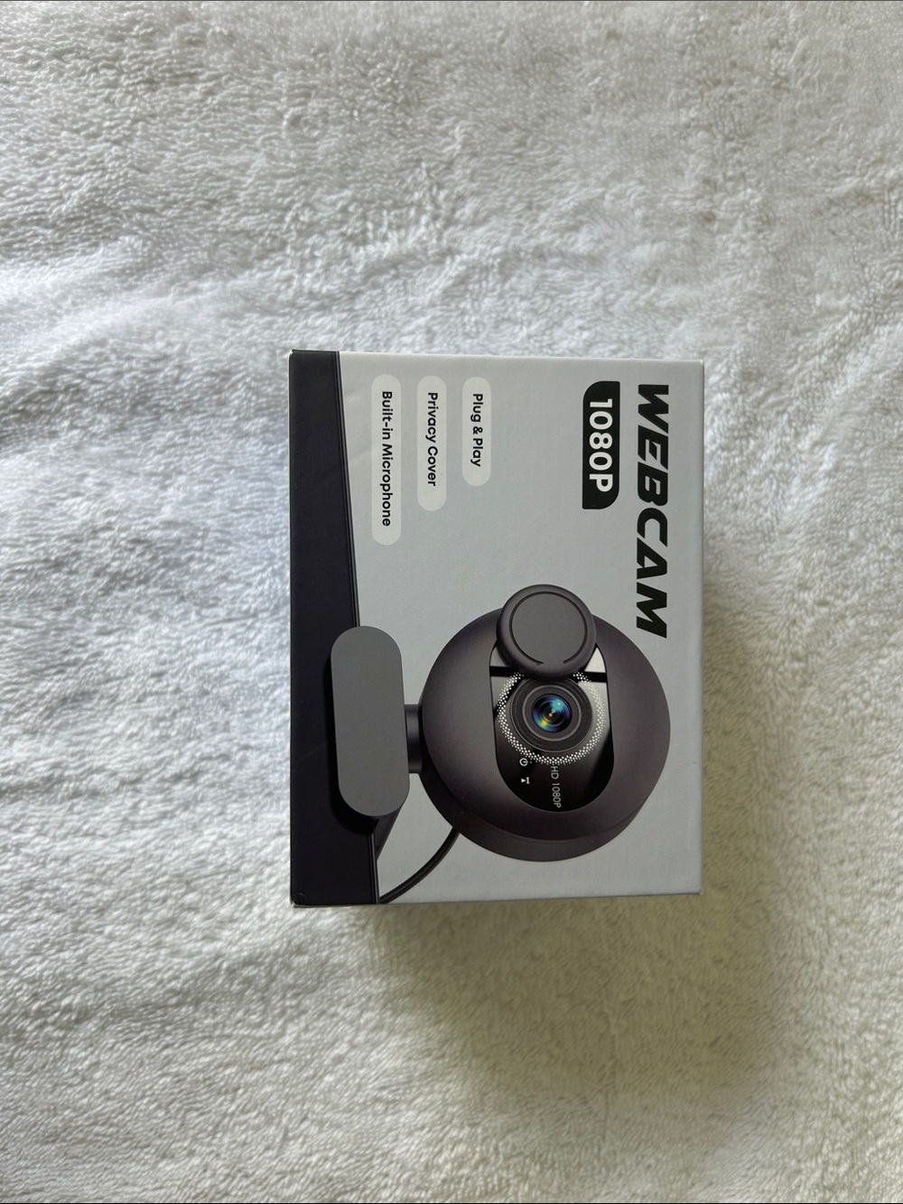 1080P Webcam with Privacy Cover and Built-In Microphone - Black